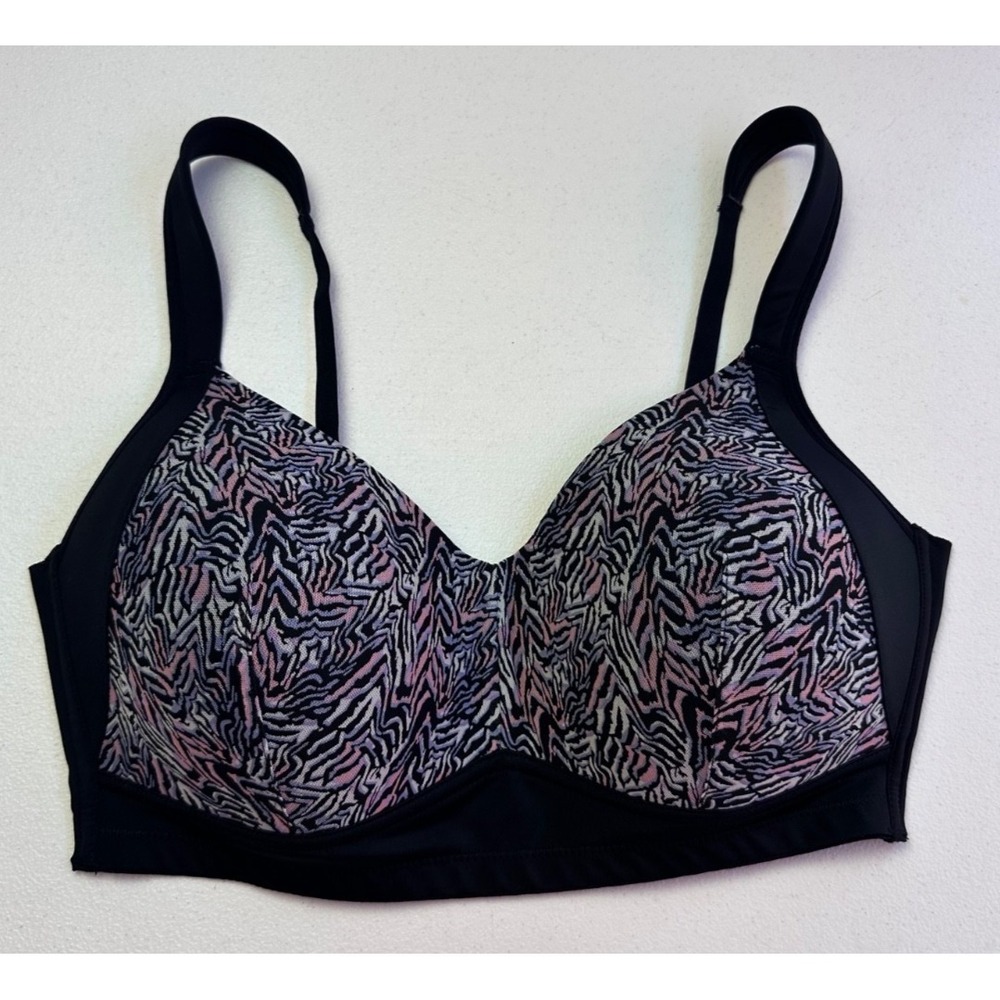 Rhonda Shear 2Pk Molded Cup Bra L Black Zebra Orchid Purple Wireless Comfort - Picture 2 of 16
